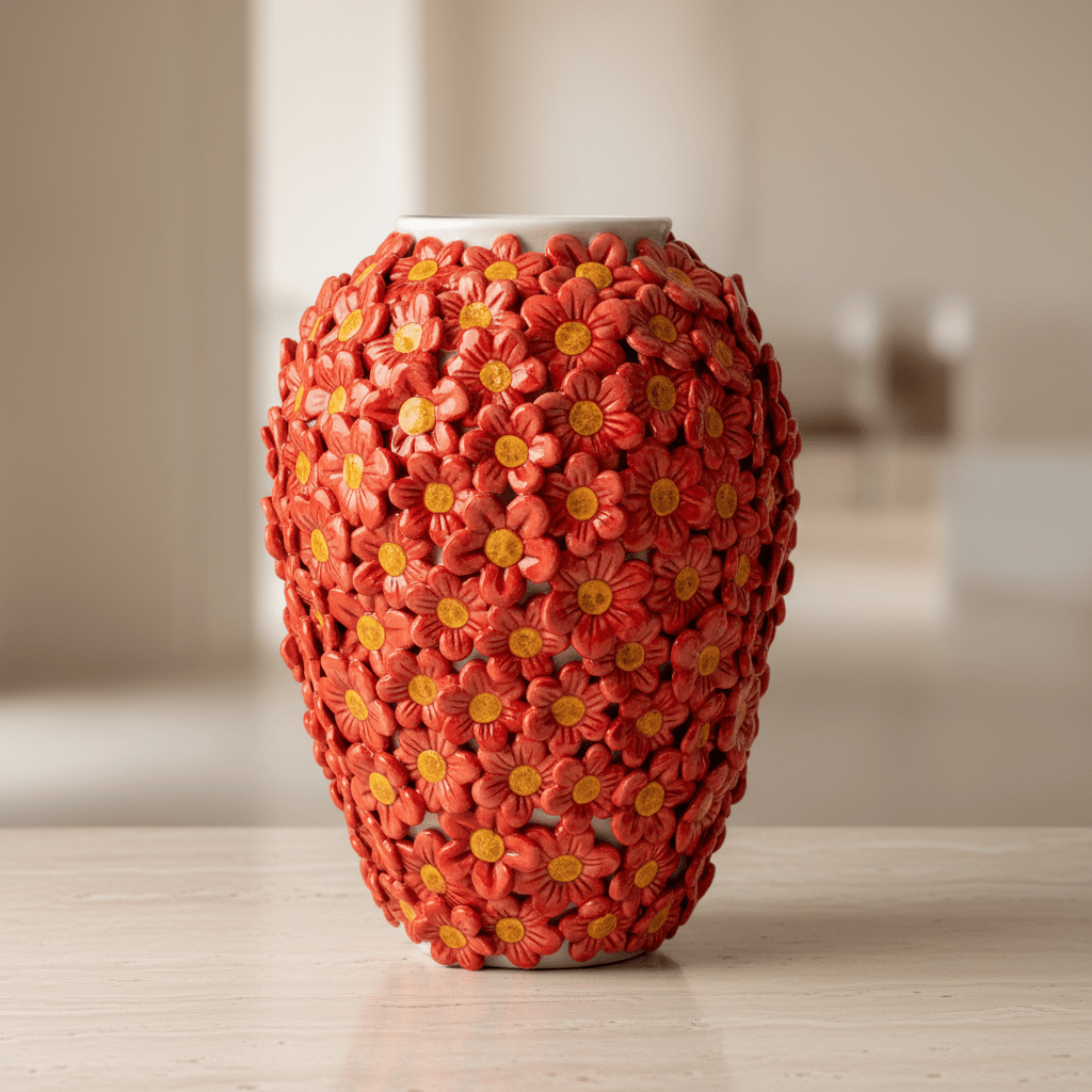 Vaso Margherite Rosse - Sua Maestà Sicilia