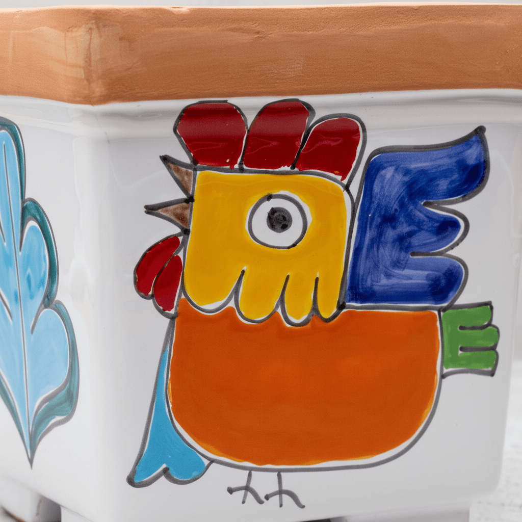 Vaso porta pianta quadrato Gallo - Sua Maestà Sicilia