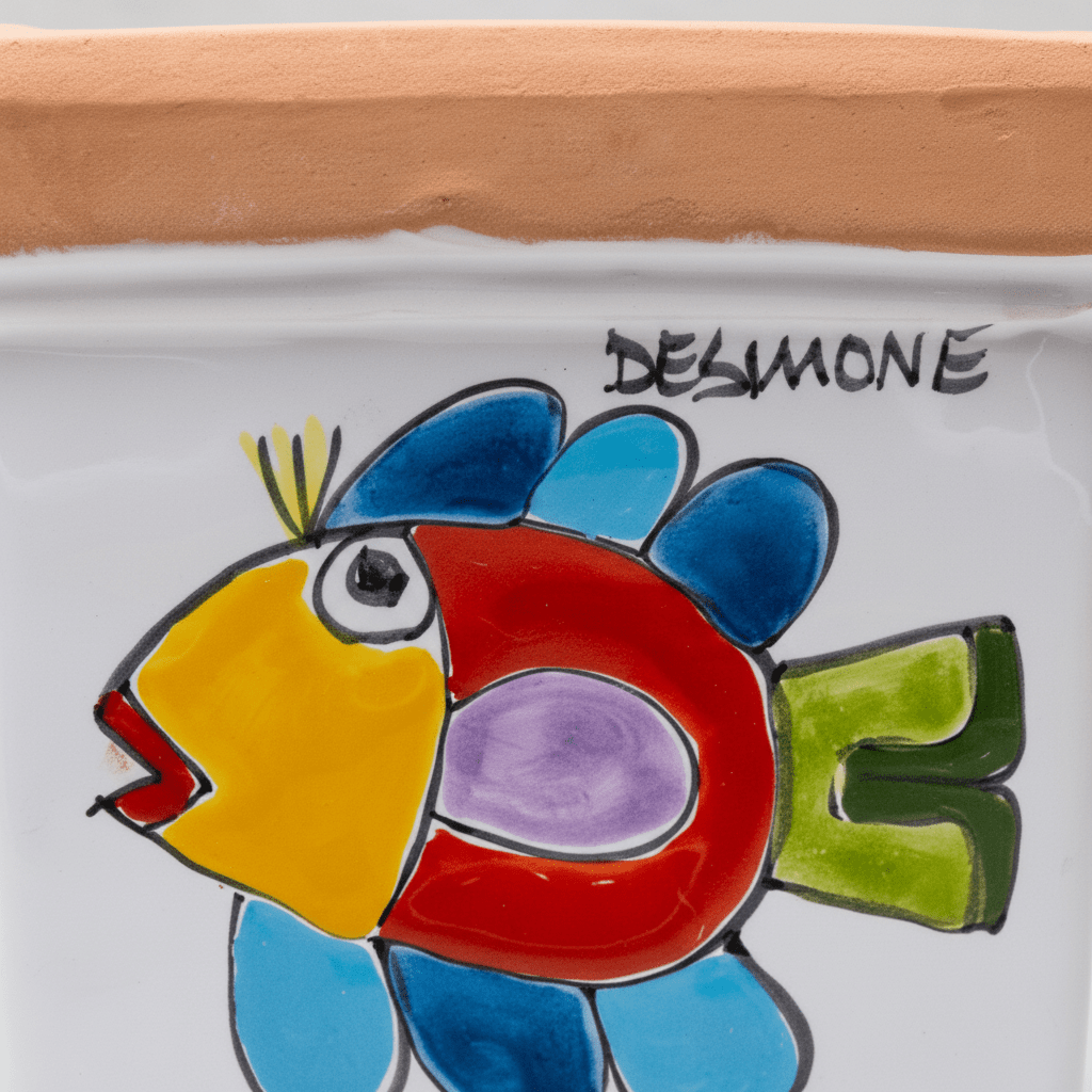 Vaso porta pianta quadrato Pesce - Sua Maestà Sicilia