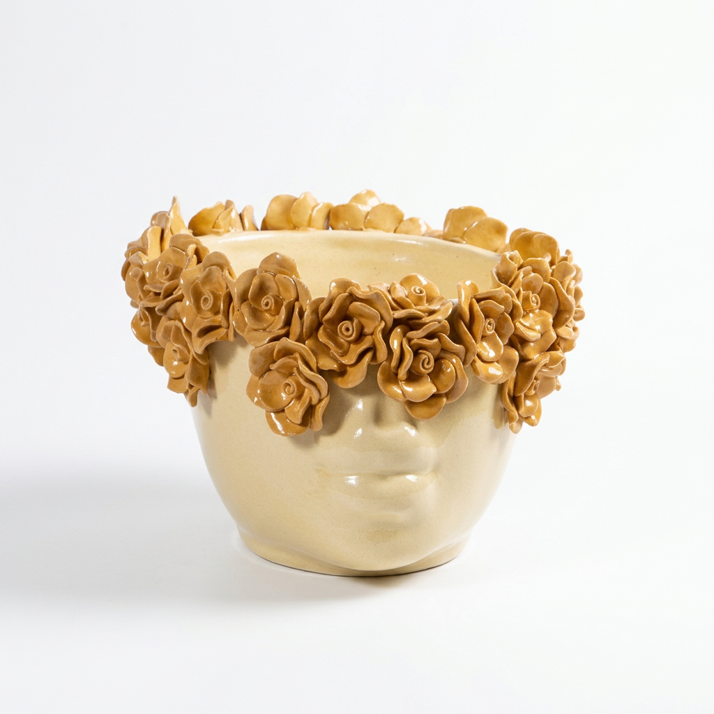 Cachepot Flora Giallo, frontale