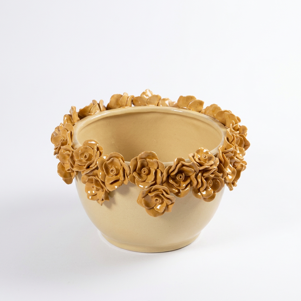 Cachepot Flora Giallo, tre quarti