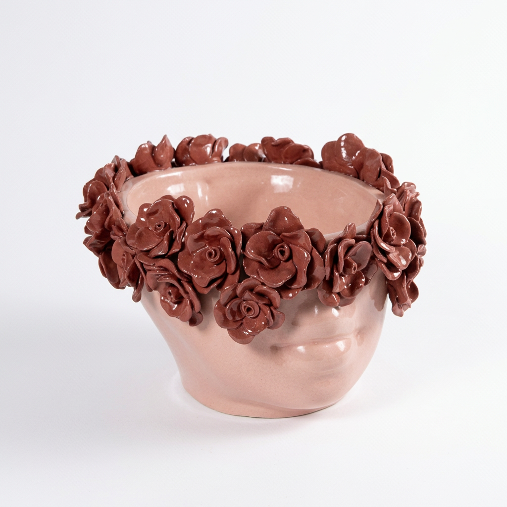 Cachepot Flora Rosa, tre quarti
