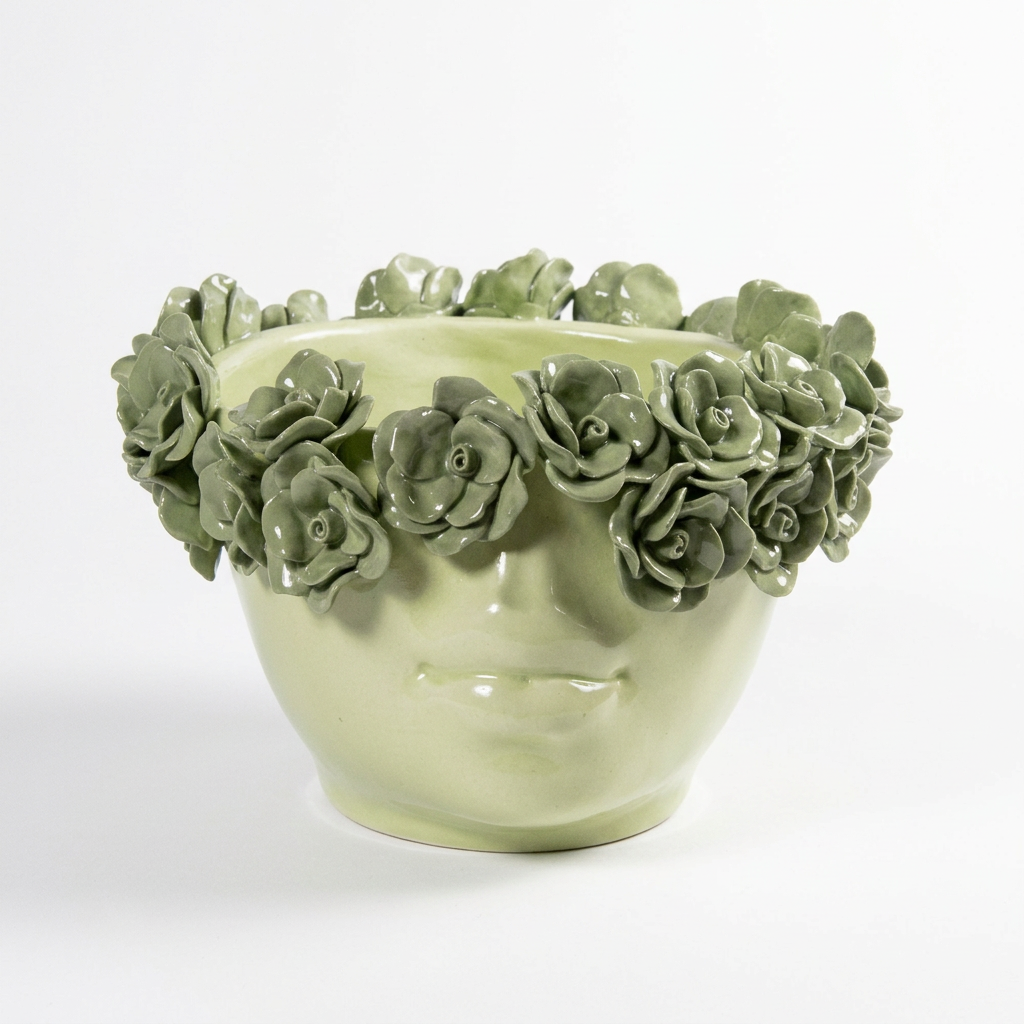 Cachepot Flora Verde, frontale