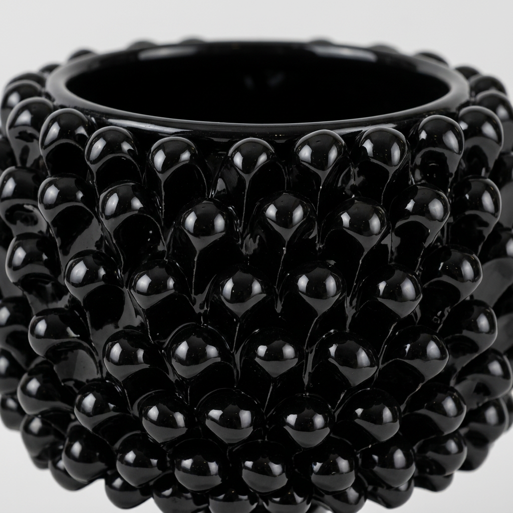 Cachepot nero lucido, 3 scaglie