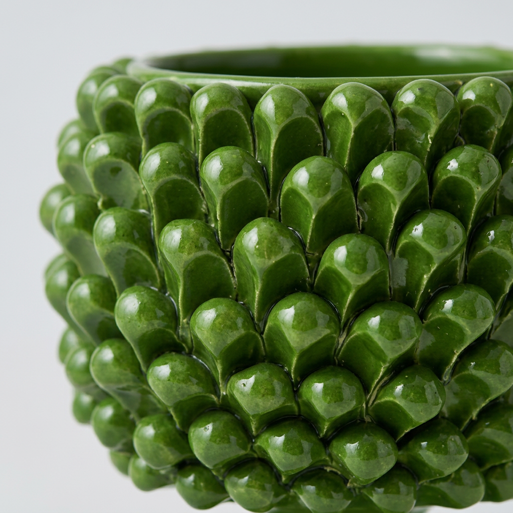 Cachepot verde foglia, 3 dettaglio scaglie