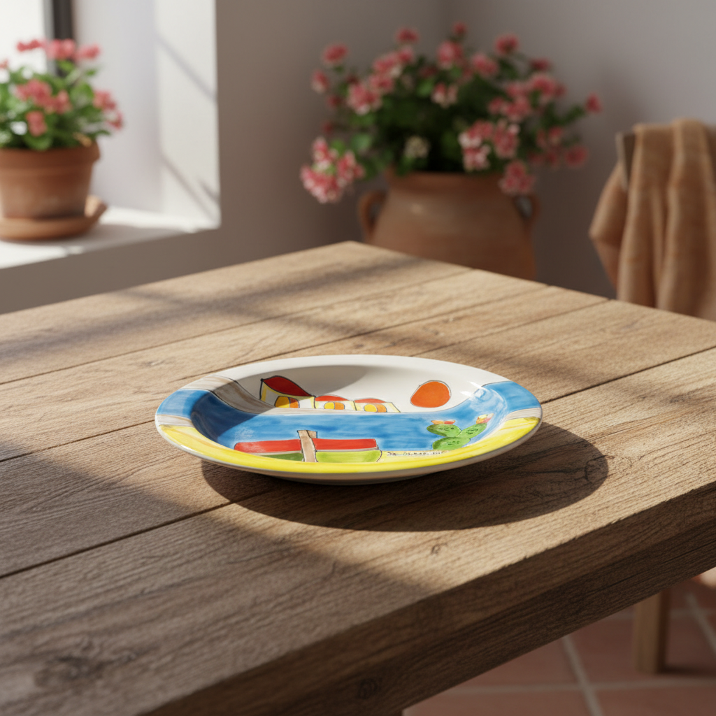 Piatto piano tondo Dammusi elaborato