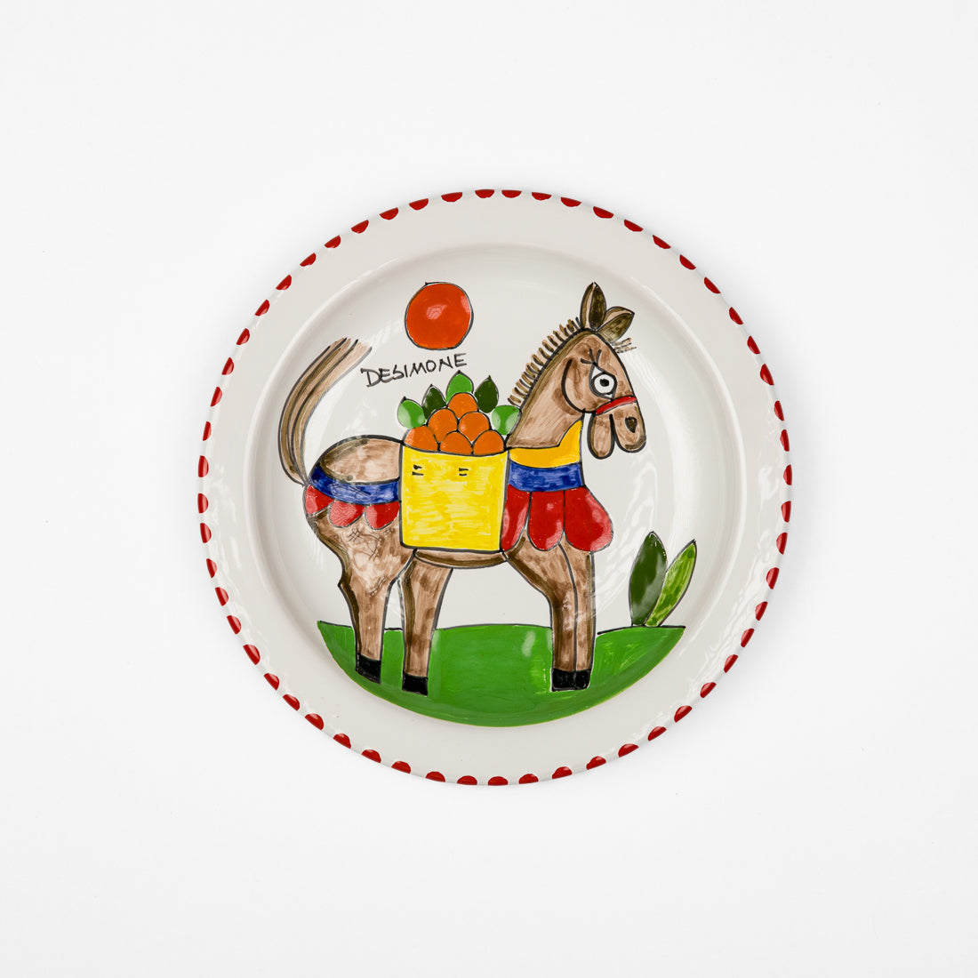 Assiette plate ronde en forme d'âne