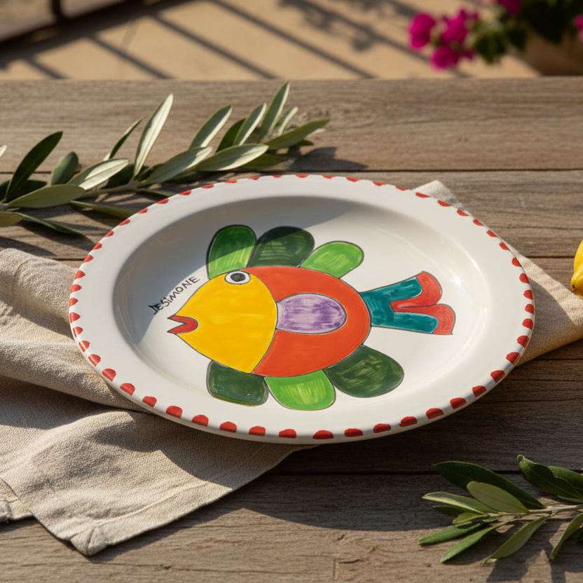 Piatto piano tondo Pesce