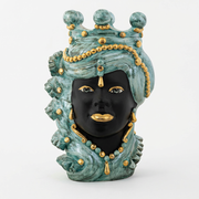 Mediterraneo Verde Madreperla Volto nero donna, frontale