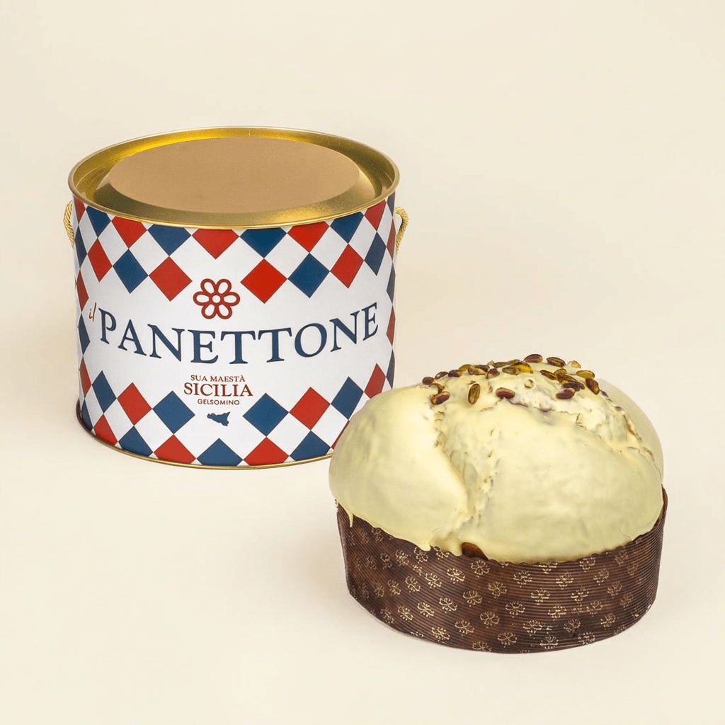 Panettone Pistacchio 1 kg con crema spalmabile al pistacchio 200 g - Sua Maestà Sicilia