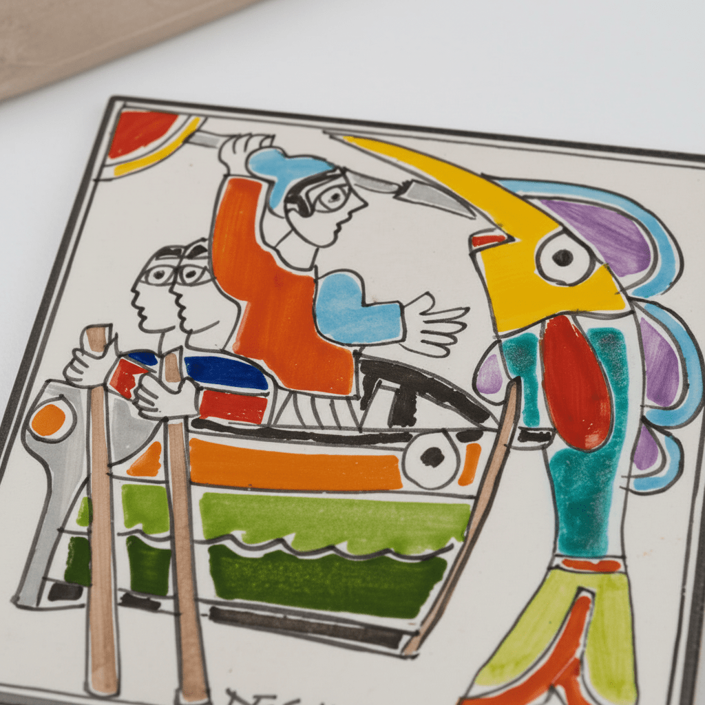 Piastrella Pescatori pesce spada - Sua Maestà Sicilia