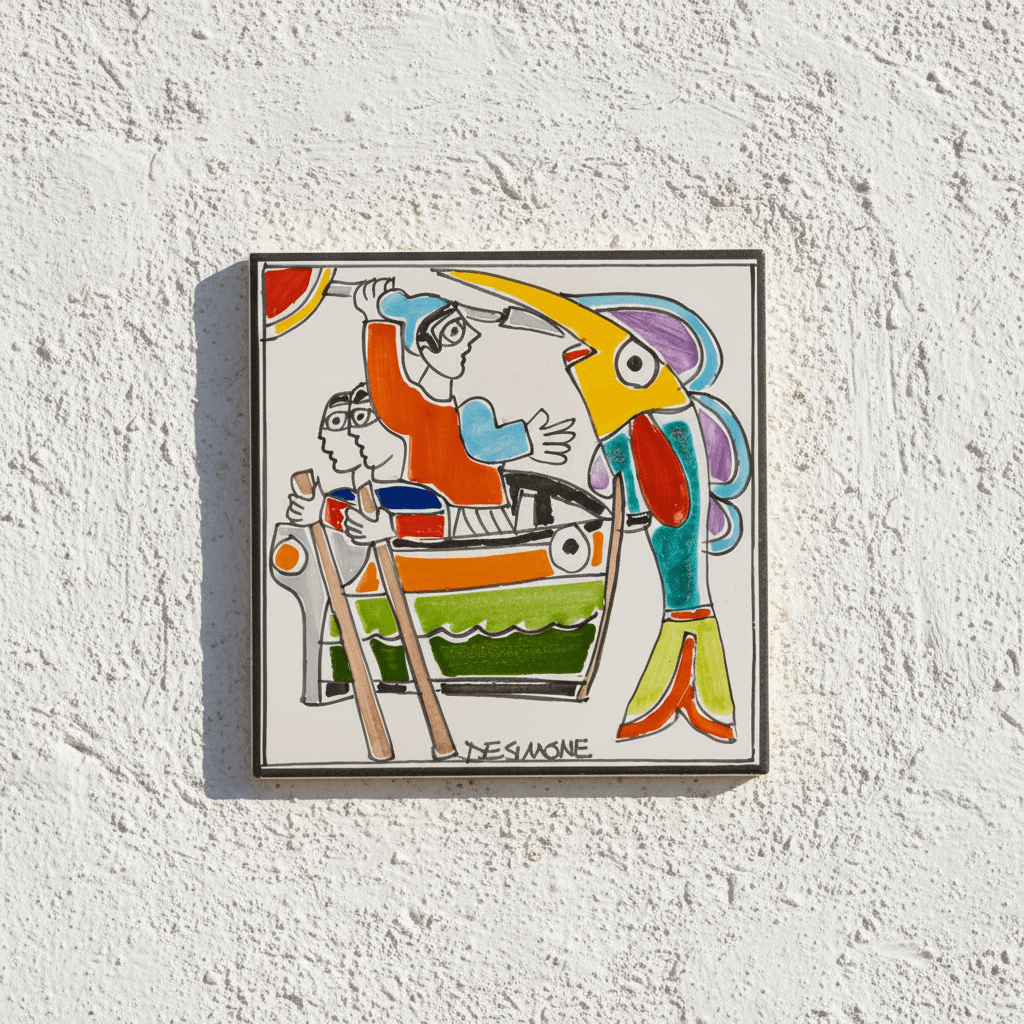 Piastrella Pescatori pesce spada - Sua Maestà Sicilia