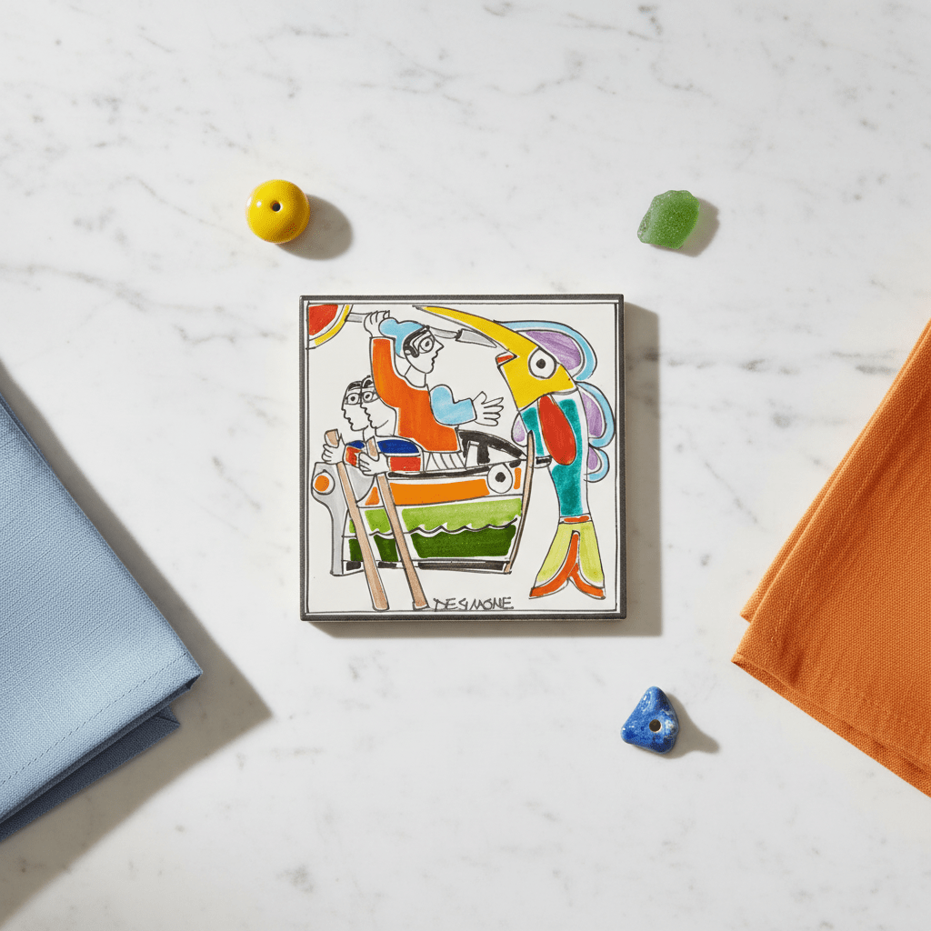 Piastrella Pescatori pesce spada - Sua Maestà Sicilia