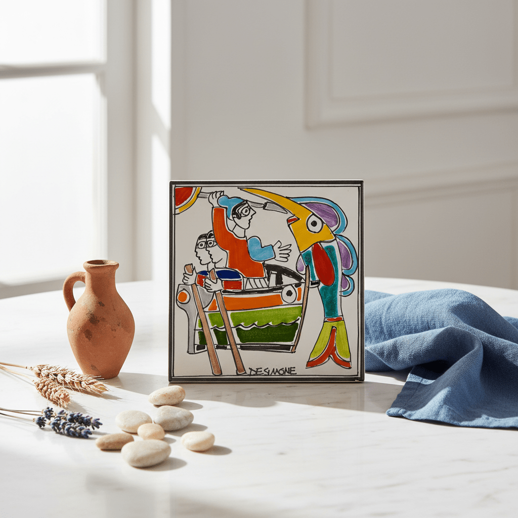 Piastrella Pescatori pesce spada - Sua Maestà Sicilia