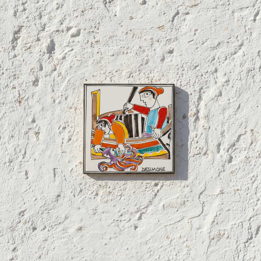 Piastrella Pescatori Polpo - Sua Maestà Sicilia