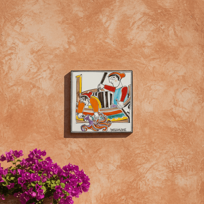 Piastrella Pescatori Polpo - Sua Maestà Sicilia