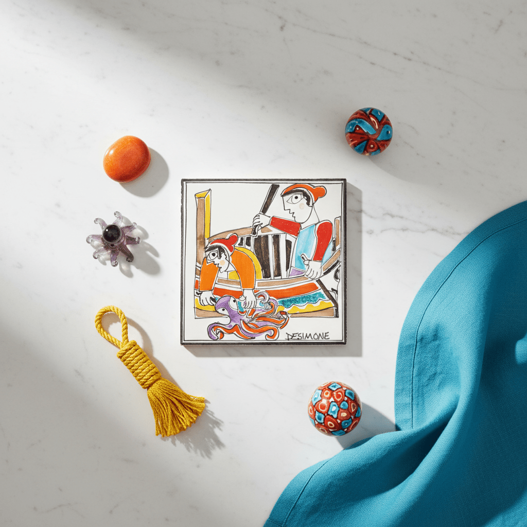 Piastrella Pescatori Polpo - Sua Maestà Sicilia