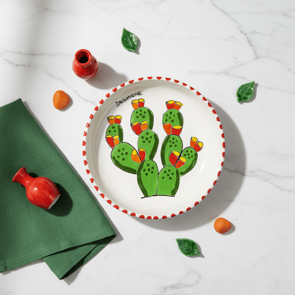 Piatto fondo tondo Fichi d'India - Sua Maestà Sicilia