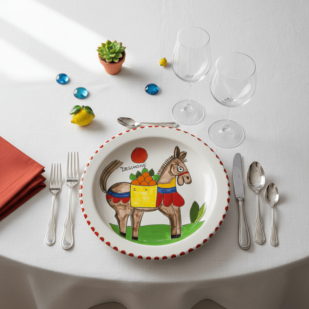 Piatto piano tondo Asinello - Sua Maestà Sicilia