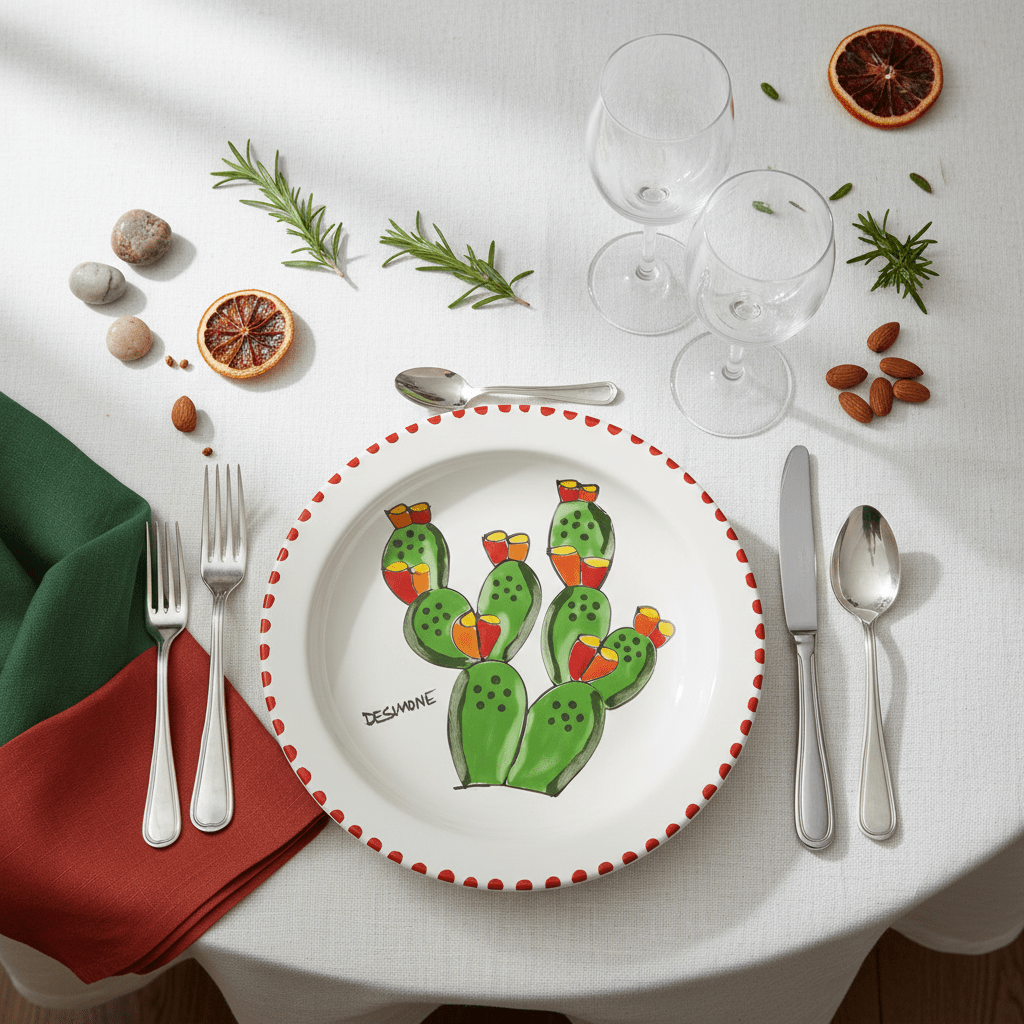 Piatto piano tondo Fichi d'India - Sua Maestà Sicilia