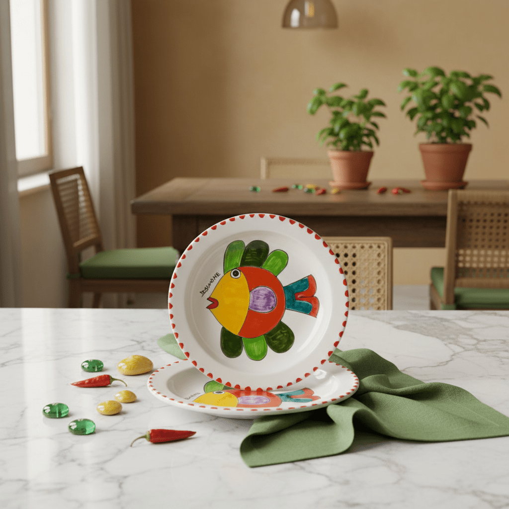 Piatto piano tondo Pesce - Sua Maestà Sicilia