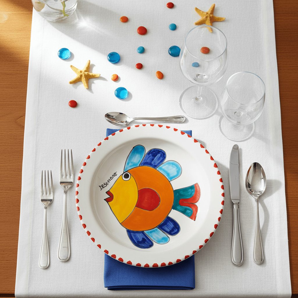 Piatto piano tondo Pesce - Sua Maestà Sicilia