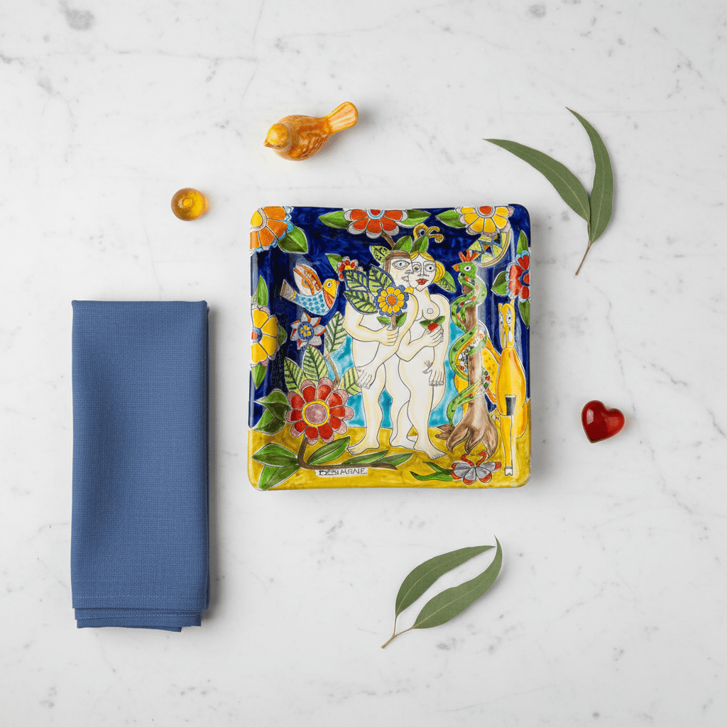 Piatto quadrato Adamo ed Eva - Sua Maestà Sicilia