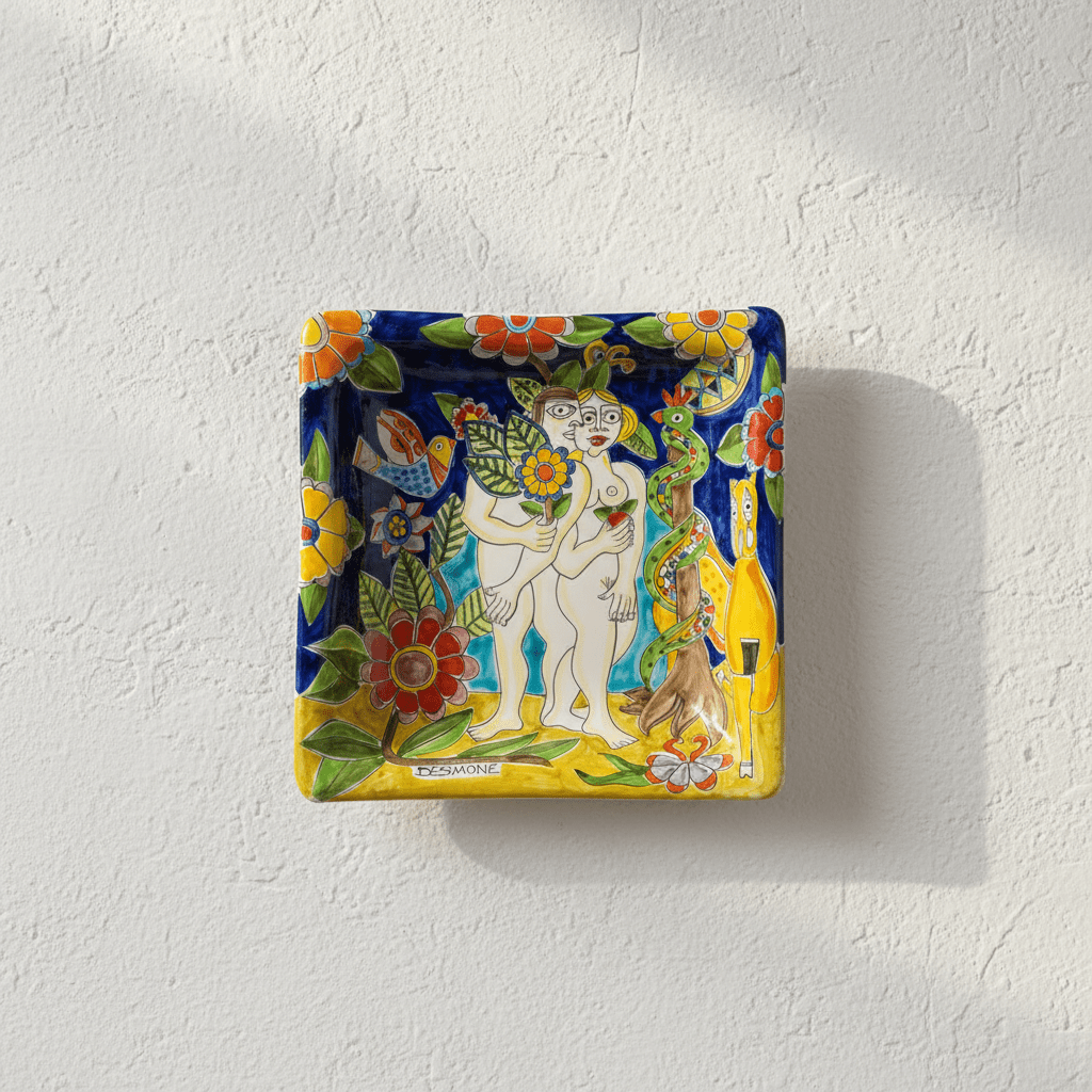 Piatto quadrato Adamo ed Eva - Sua Maestà Sicilia