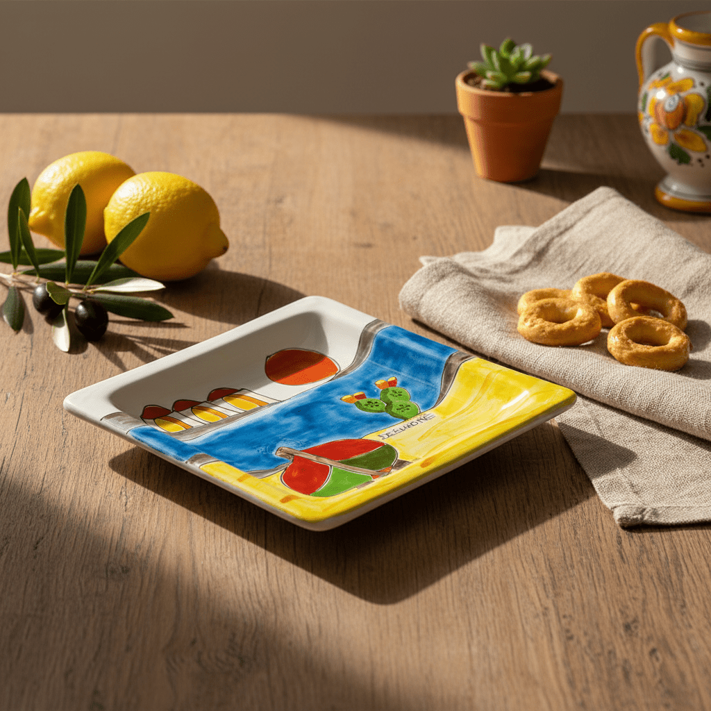 Piatto quadrato Dammusi "Tramonto" - Sua Maestà Sicilia