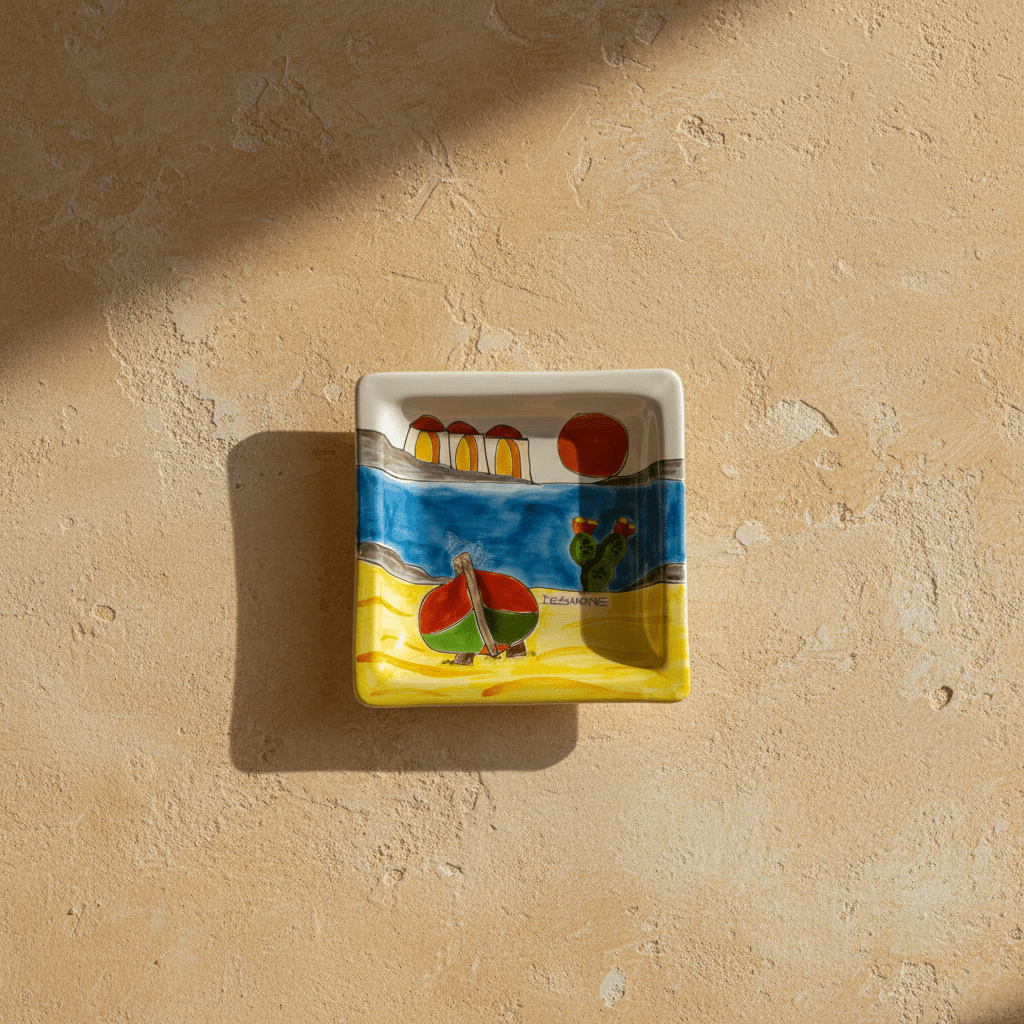 Piatto quadrato Dammusi "Tramonto" - Sua Maestà Sicilia