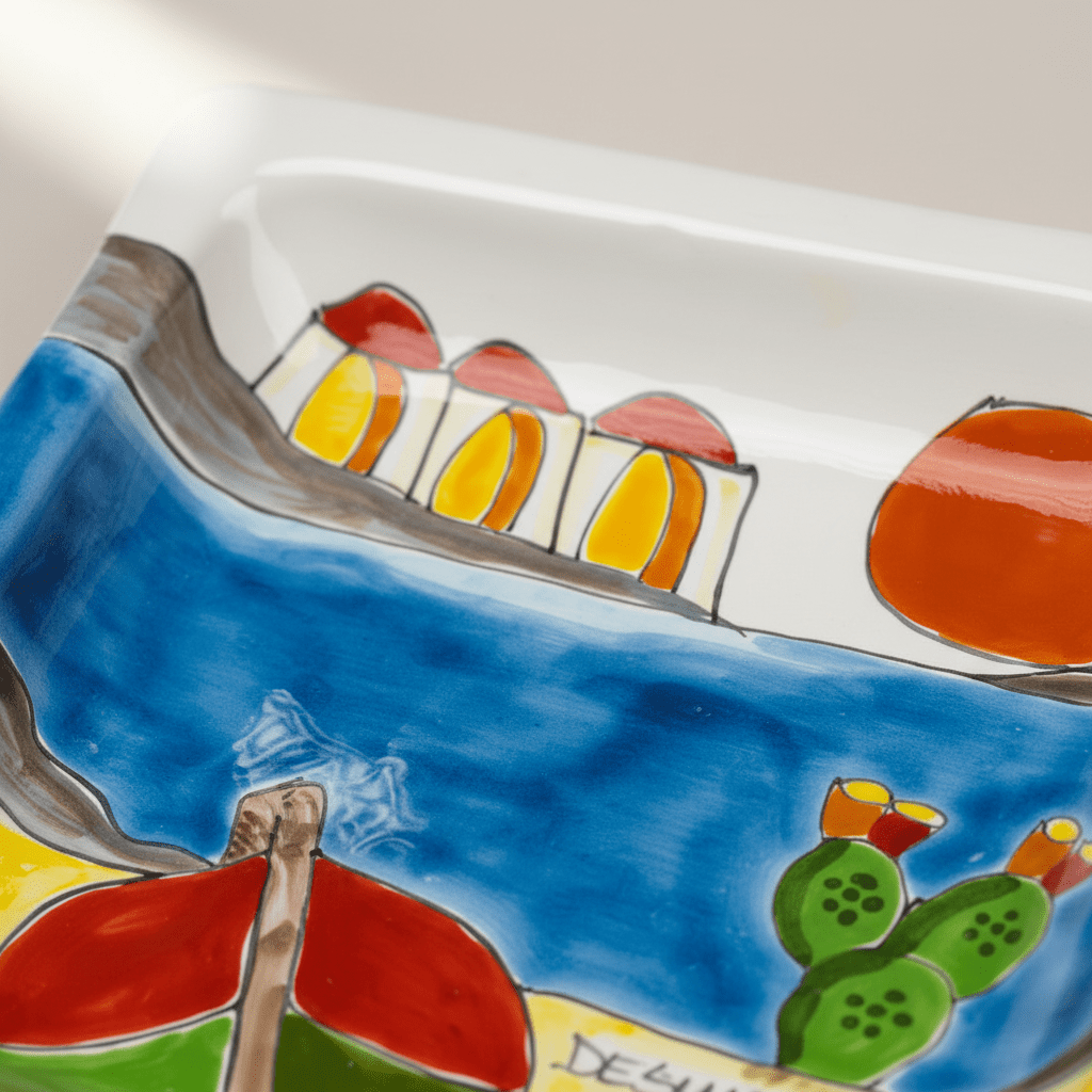 Piatto quadrato Dammusi "Tramonto" - Sua Maestà Sicilia