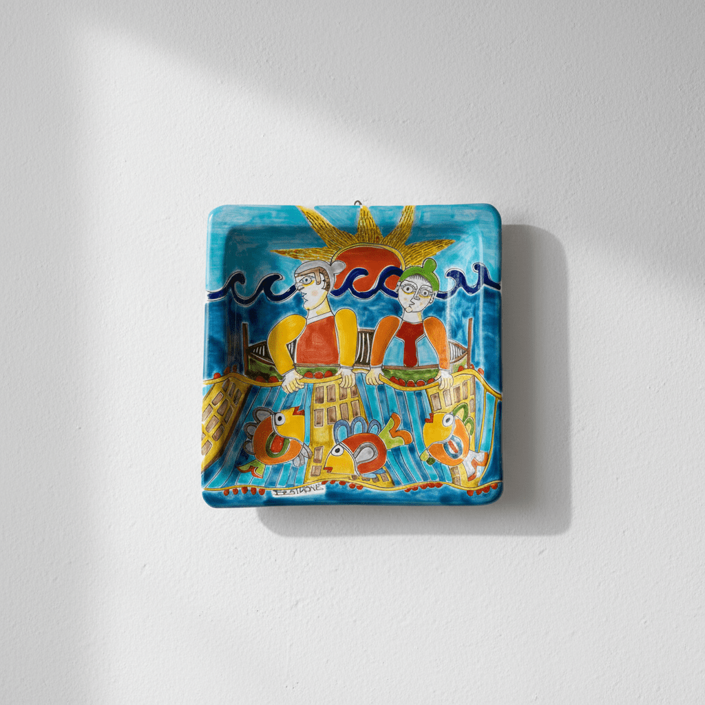 Piatto quadrato Pescatore - Sua Maestà Sicilia