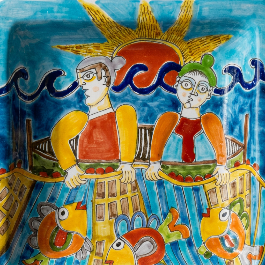 Piatto quadrato Pescatore - Sua Maestà Sicilia