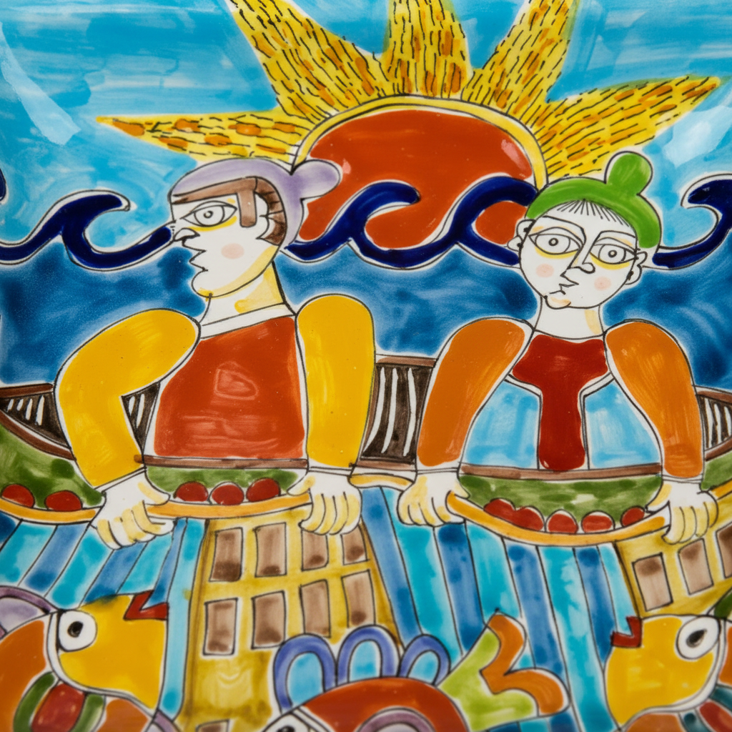 Piatto quadrato Pescatore - Sua Maestà Sicilia