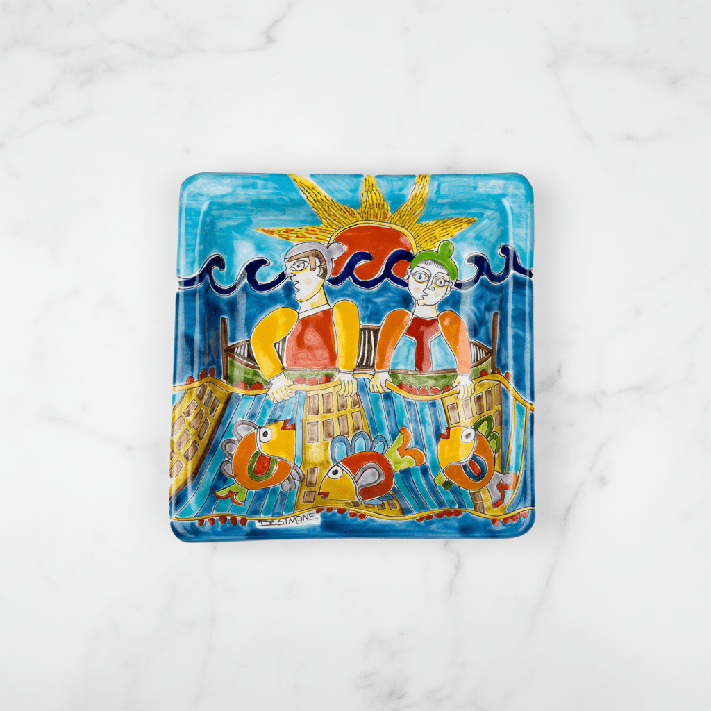 Piatto quadrato Pescatore - Sua Maestà Sicilia