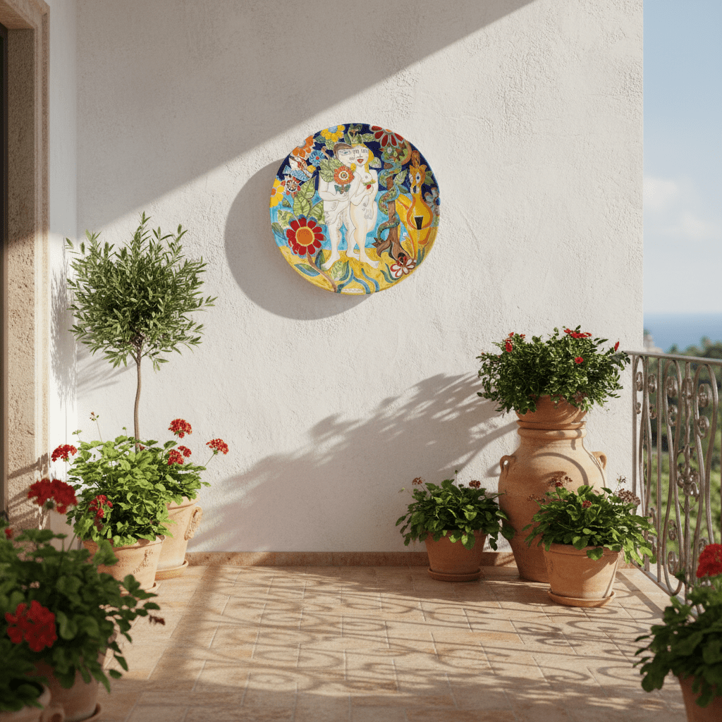 Piatto tondo Adamo ed Eva - Sua Maestà Sicilia