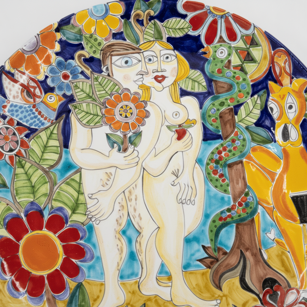 Piatto tondo Adamo ed Eva - Sua Maestà Sicilia