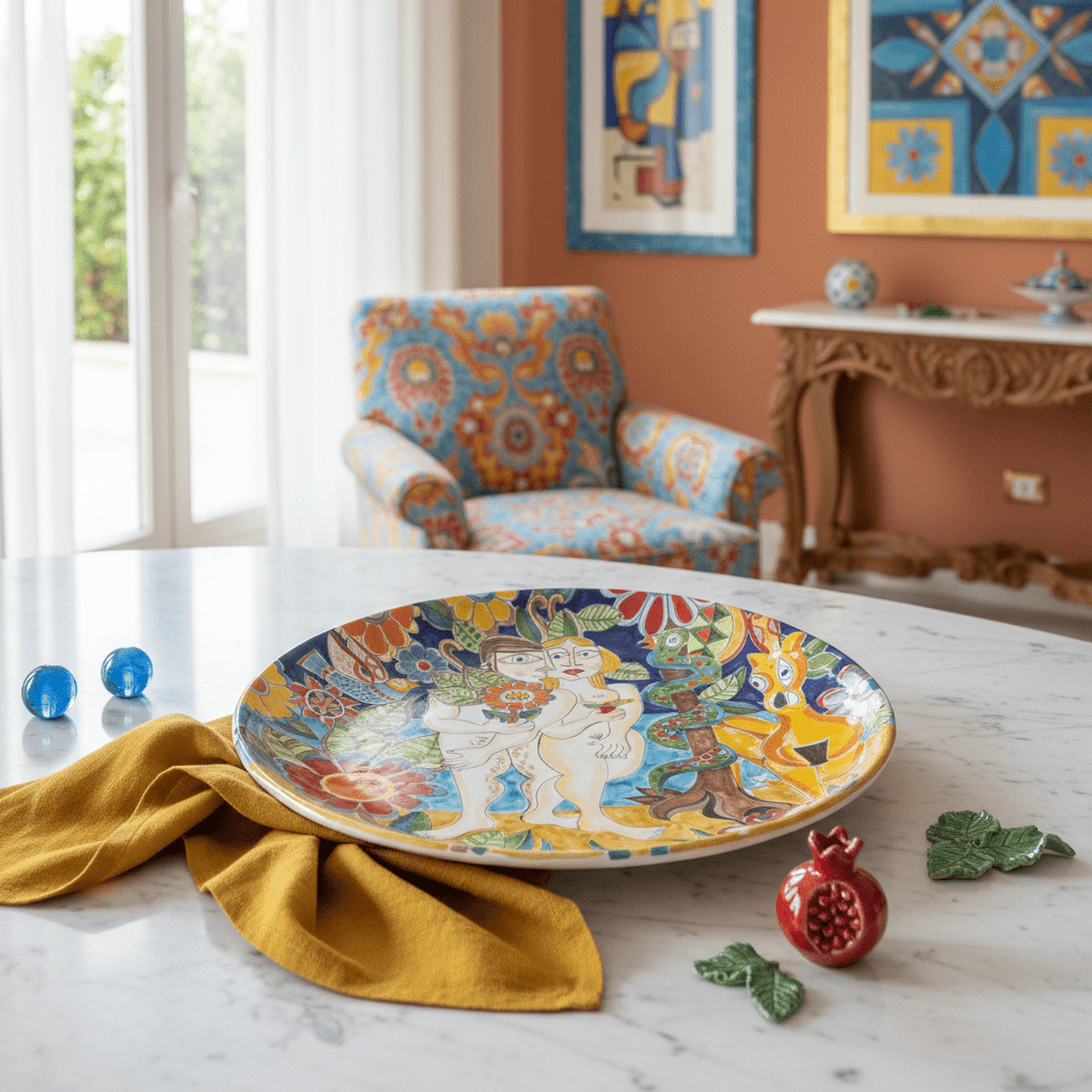 Piatto tondo Adamo ed Eva - Sua Maestà Sicilia