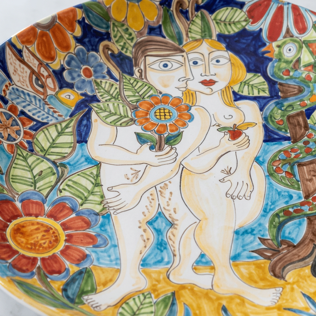 Piatto tondo Adamo ed Eva - Sua Maestà Sicilia