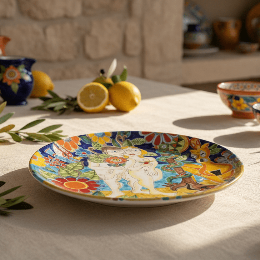 Piatto tondo Adamo ed Eva - Sua Maestà Sicilia