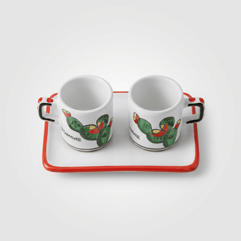 Set Tazzine da Caffè Cilindriche con Vassoio Fichi d' India - Sua Maestà Sicilia