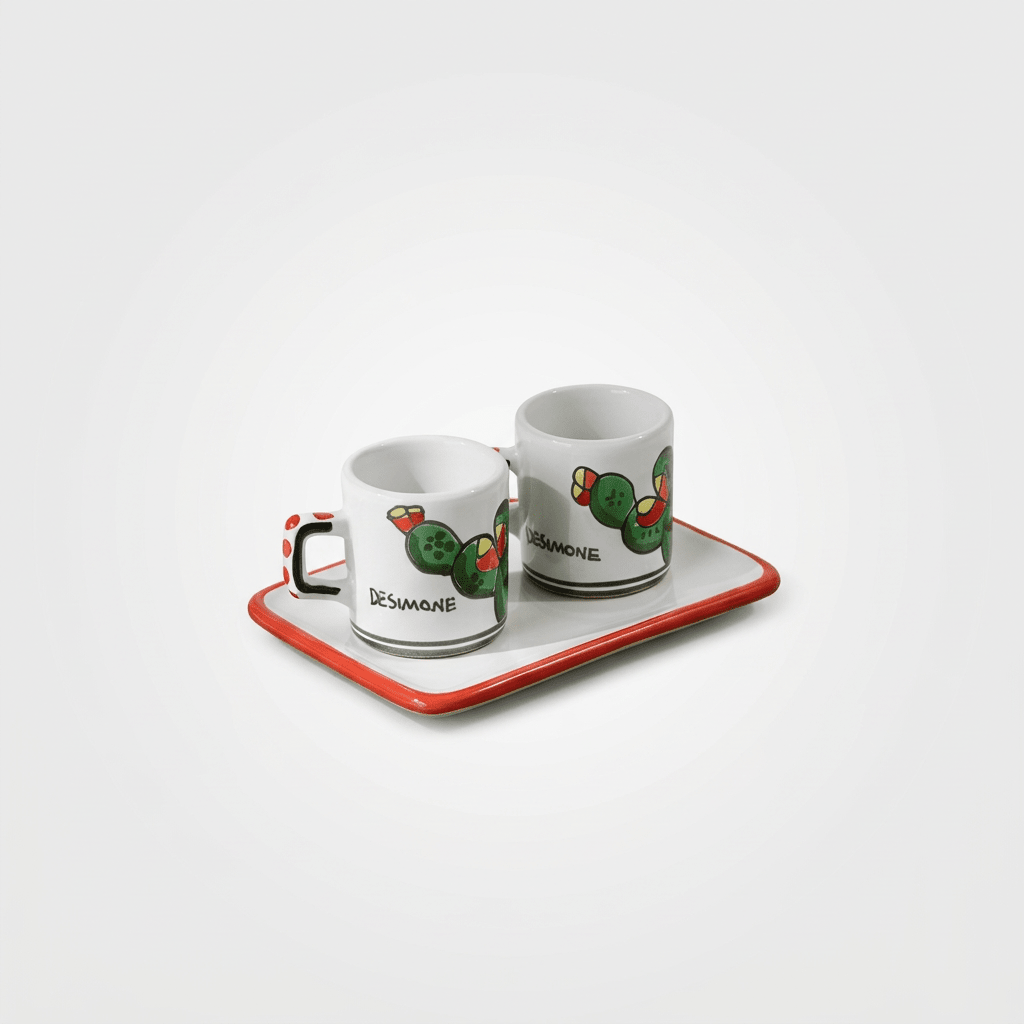 Set Tazzine da Caffè Cilindriche con Vassoio Fichi d' India - Sua Maestà Sicilia