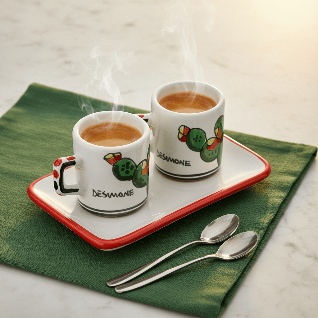 Set Tazzine da Caffè Cilindriche con Vassoio Fichi d' India - Sua Maestà Sicilia