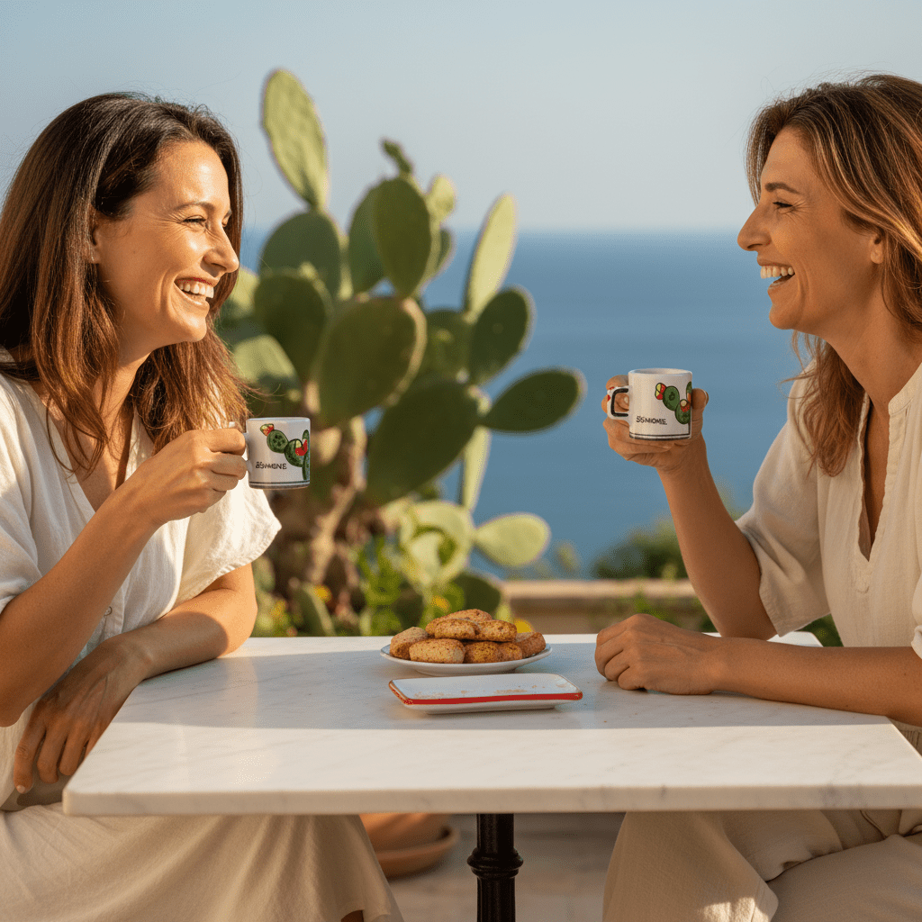 Set Tazzine da Caffè Cilindriche con Vassoio Fichi d' India - Sua Maestà Sicilia