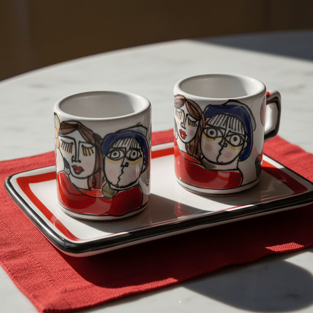 Set Tazzine da Caffè Cilindriche con Vassoio Fidanzati - Sua Maestà Sicilia