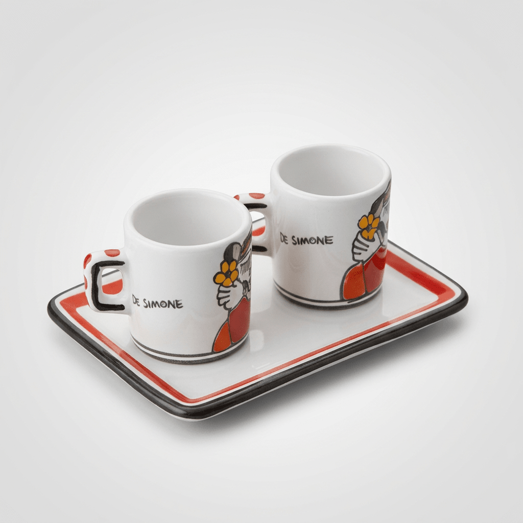 Set Tazzine da Caffè Cilindriche con Vassoio Fidanzati - Sua Maestà Sicilia