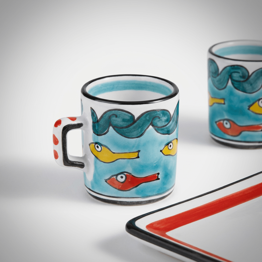 Set Tazzine da Caffè Cilindriche con Vassoio Gadir - Sua Maestà Sicilia