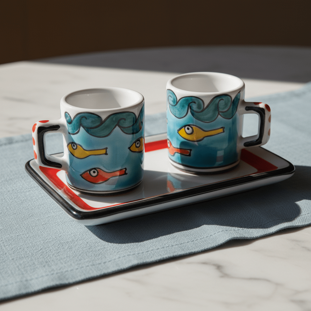 Set Tazzine da Caffè Cilindriche con Vassoio Gadir - Sua Maestà Sicilia