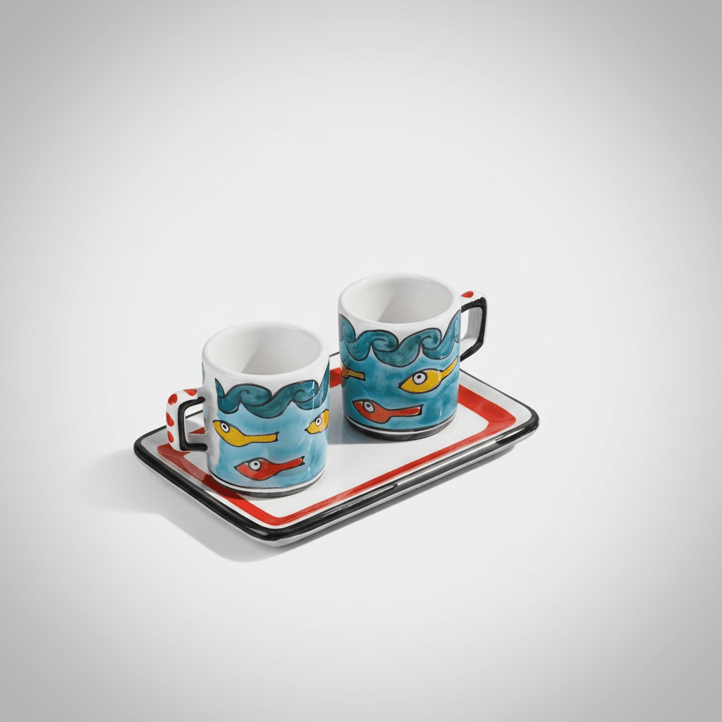 Set Tazzine da Caffè Cilindriche con Vassoio Gadir - Sua Maestà Sicilia