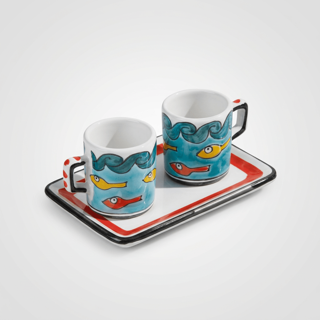Set Tazzine da Caffè Cilindriche con Vassoio Gadir - Sua Maestà Sicilia